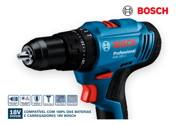 boshpro Parafusadeira De Impacto 18v Gsb 183-li + Kit 103 Pcs Bosch Azul 50/60hz