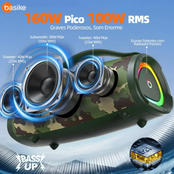 Caixa De Som Portatil Bluetooth 160w