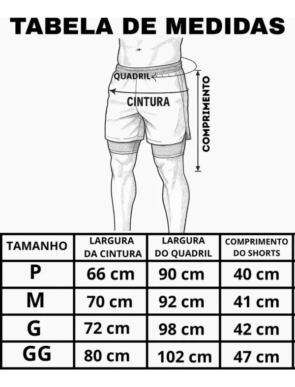 kit medida Kit2 Bermuda 2 Em 1 Dry Fit Para Academia