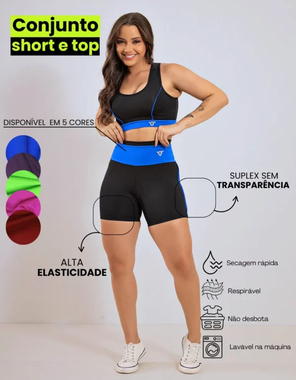 Conjunto Fitness Feminino Top E Short De Academia