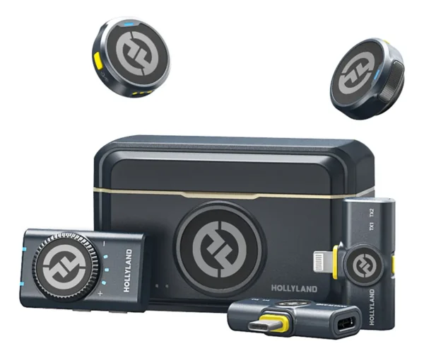 Microfone Hollyland Lark M2 Duo Combo Duplo Para 2 Pessoas USB-C, Lightning e Camera preto