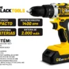 Parafusadeira Furadeira De Impacto The Black Tools Profissional TB-21PX 2 Baterias Com Maleta 60Hz Amarelo