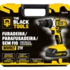 Parafusadeira Furadeira De Impacto The Black Tools Profissional TB-21PX 2 Baterias Com Maleta 60Hz Amarelo