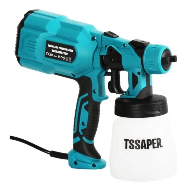 Pistola De Pintura Elétrica Pulverizador Hvlp 550w Com 3 Bicos