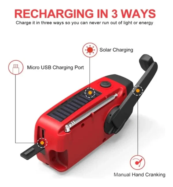 Rádio Multifuncional Solar a Manivela